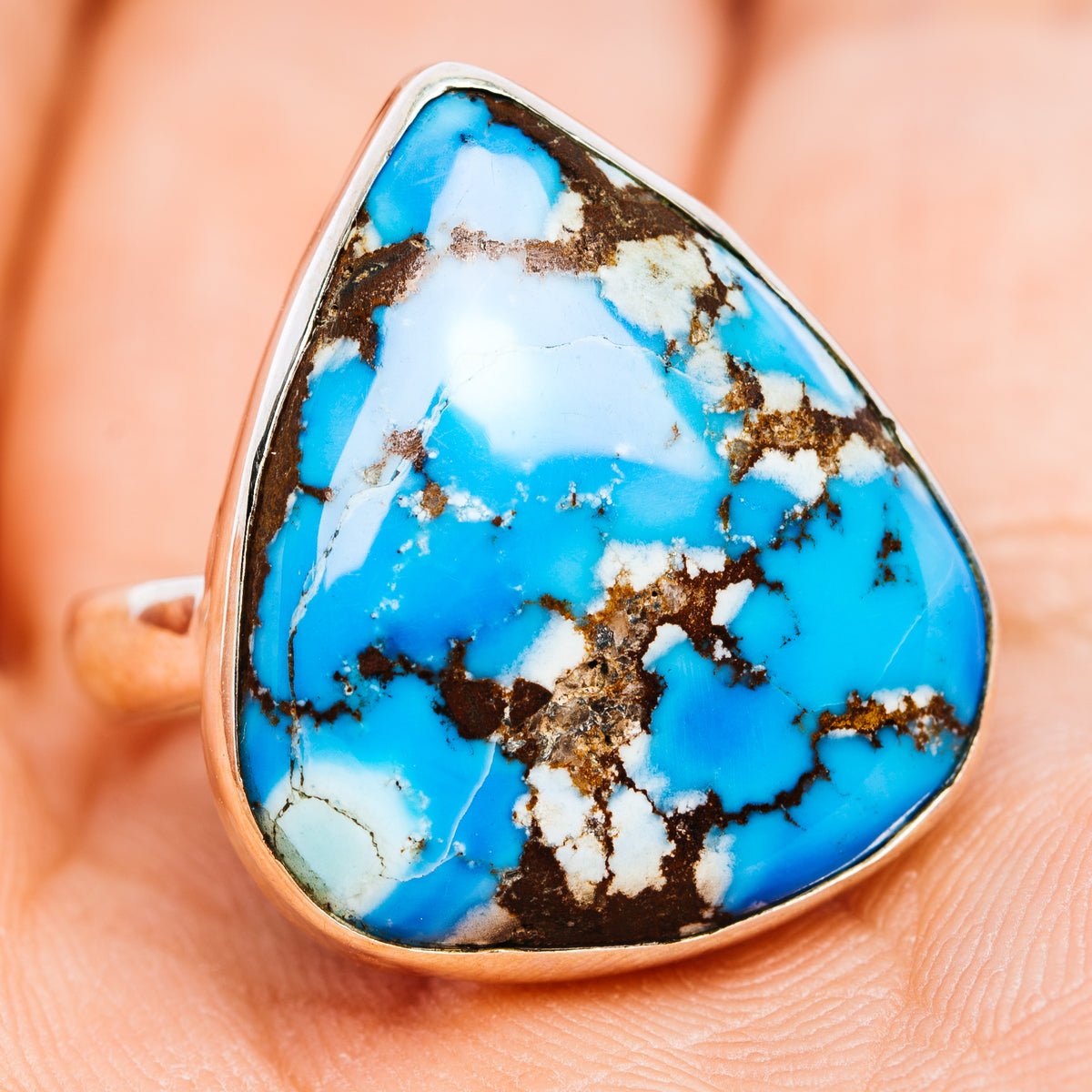 Golden Hills Turquoise Ring Size 8 (.925 Sterling Silver)