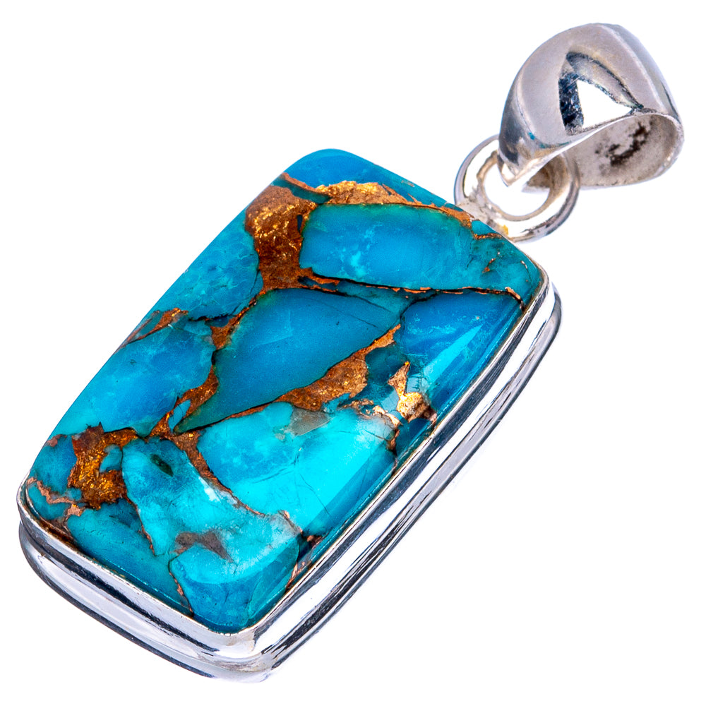 Blue Copper Composite Turquoise Pendant 1 1/4" (925 Sterling Silver) P43431