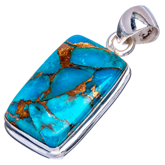 Blue Copper Composite Turquoise Pendant 1 1/4" (925 Sterling Silver) P43431