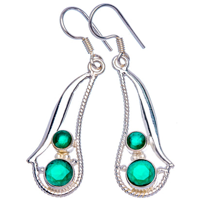Green Onyx Earrings 1 3/4" (925 Sterling Silver) E433258