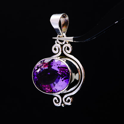 14.99ct Faceted Brazilian Amethyst Pendant 1 1/2" (.925 Sterling Silver)