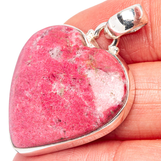 Heart-shaped pink thulite pendant with .925 sterling silver bail