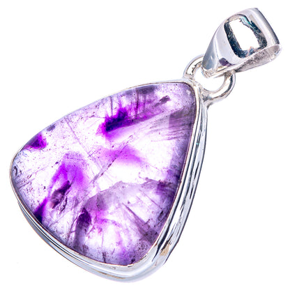 Sterling silver amethyst teardrop pendant with bail, light purple gemstone with veining