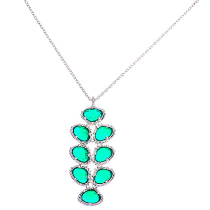 Green Onyx Necklace 17 3/4" (925 Sterling Silver) N90031