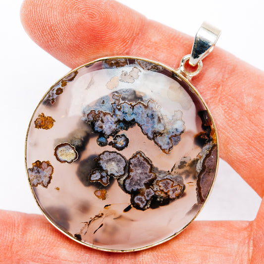 Premium Flower Agate Pendant 2" (.925 Sterling Silver)