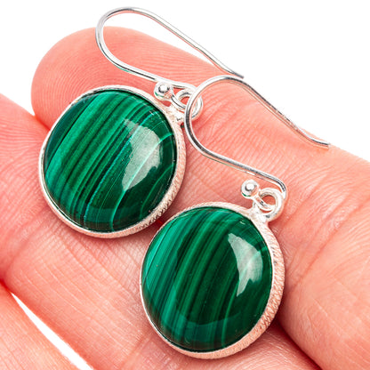 Malachite Earrings 1 1/4" (925 Sterling Silver) E1924