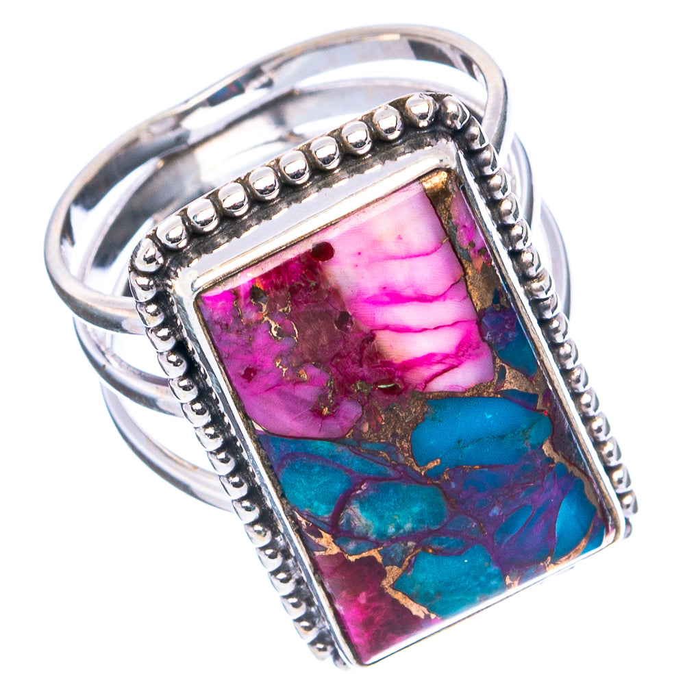 Pink Dahlia Mohave Turquoise Ring Size 6.75 (.925 Sterling Silver)