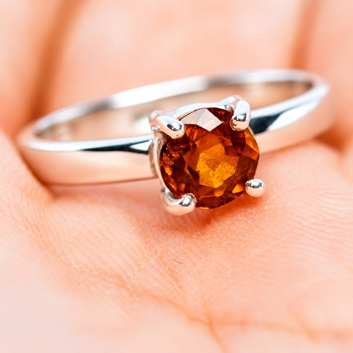 Spessartite Garnet Ring Size 6.75 (.925 Sterling Silver)