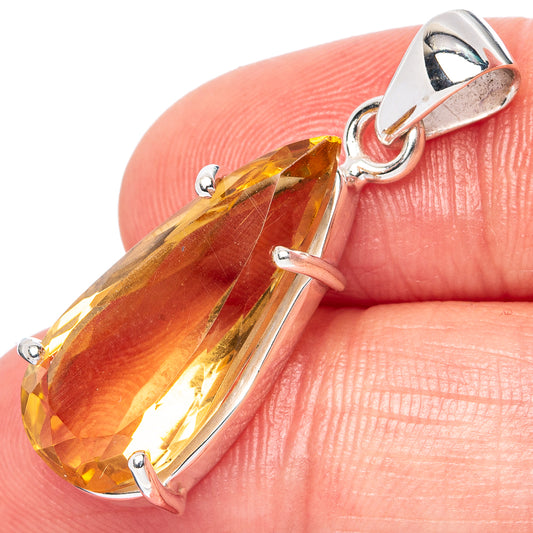 Faceted Citrine Pendant 1 1/4" (925 Sterling Silver) P43009