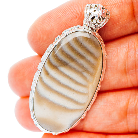 Striped Flint Pendant 1 7/8" (.925 Sterling Silver)