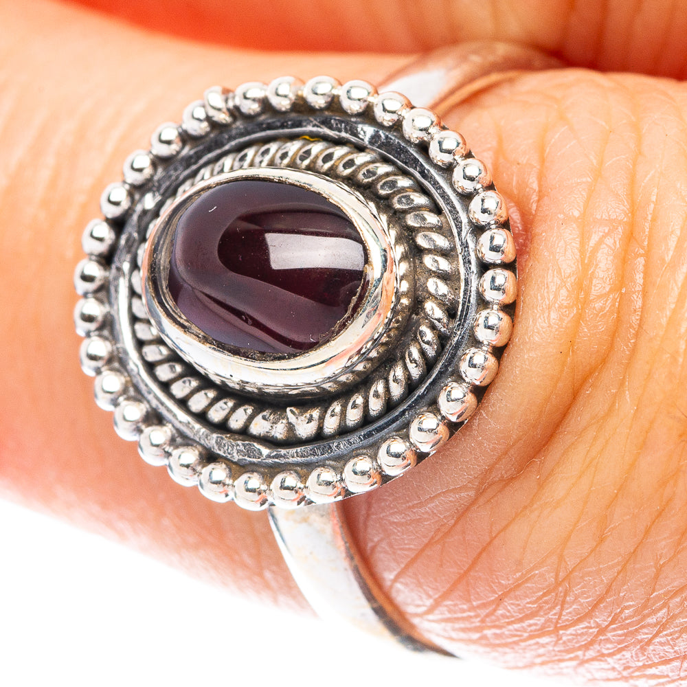 Garnet Dainty Ring Size 7 (925 Sterling Silver) R5976