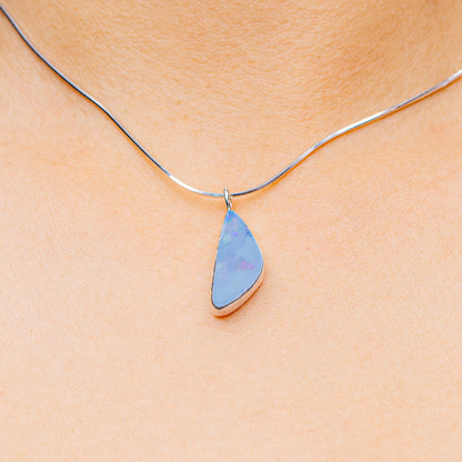 Australian Fire Opal Necklace 16" (.925 Sterling Silver)
