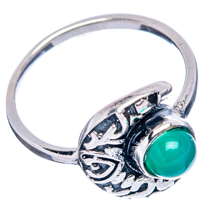 Green Onyx Moon Dainty Ring Size 6 (.925 Sterling Silver)