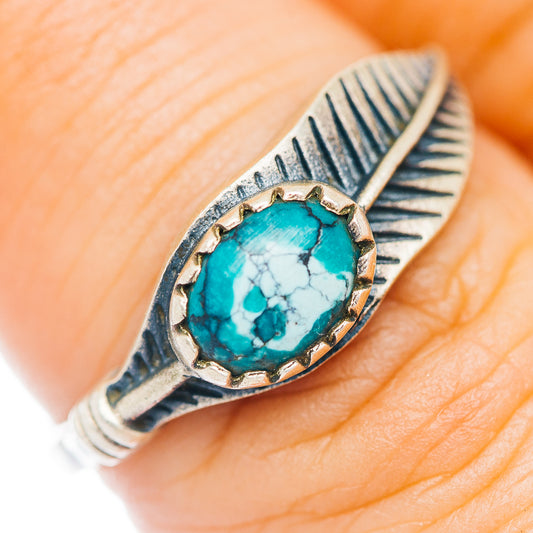 Mojave Turquoise Feather Ring Size 7 (.925 Sterling Silver)