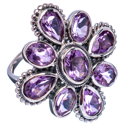 Amethyst Flower Ring Size 7.75 (.925 Sterling Silver)