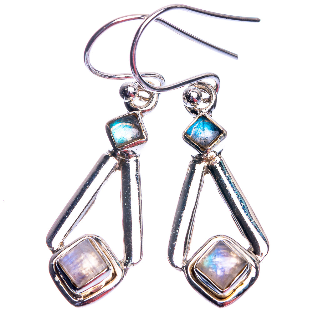 Rainbow Moonstone, Labradorite Dainty Earrings 1 1/2" (925 Sterling Silver) E432492