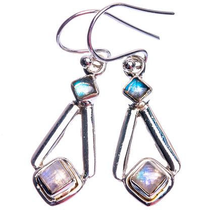 Rainbow Moonstone, Labradorite Dainty Earrings 1 1/2" (925 Sterling Silver) E432492