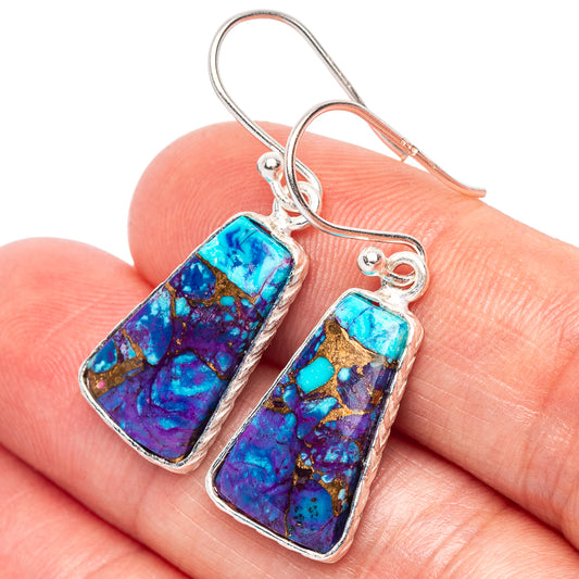 Purple Copper Composite Turquoise Earrings 1 1/4" (925 Sterling Silver) E2477