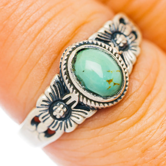Mojave Turquoise Flower Ring Size 8 (.925 Sterling Silver)