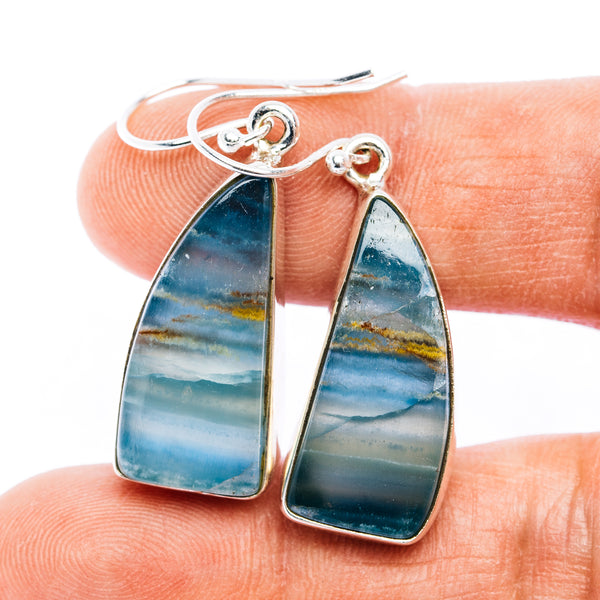 Rare Aquatine Lemurian Calcite Earrings 1 5/8" (.925 Sterling Silver)