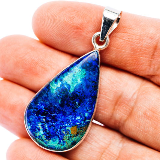 Large Premium Bluebird Azurite Pendant 1 7/8" (.925 Sterling Silver)
