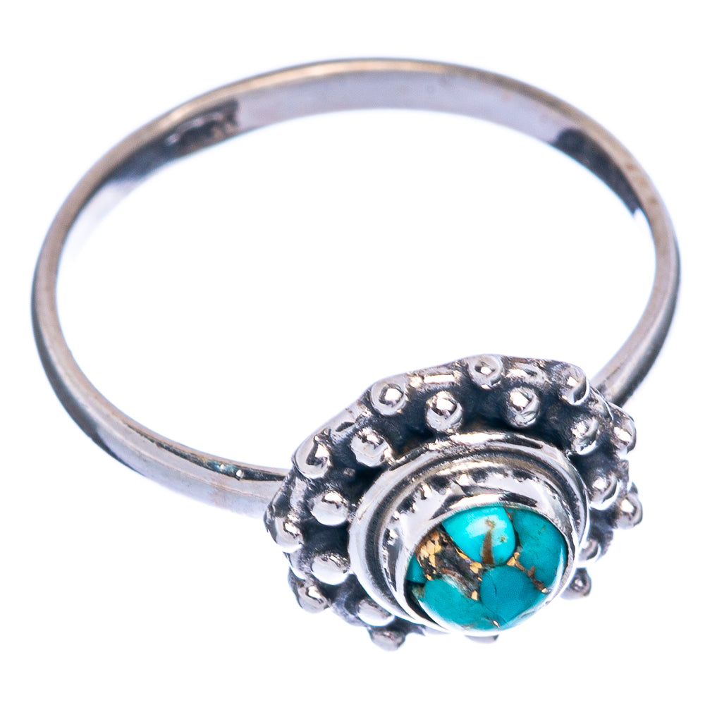Blue Copper Composite Turquoise Dainty Ring Size 7 (925 Sterling Silver) R145488