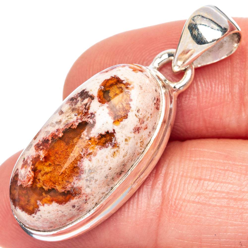 Rare Mexican Fire Opal Pendant 1 3/8" (925 Sterling Silver) P41713