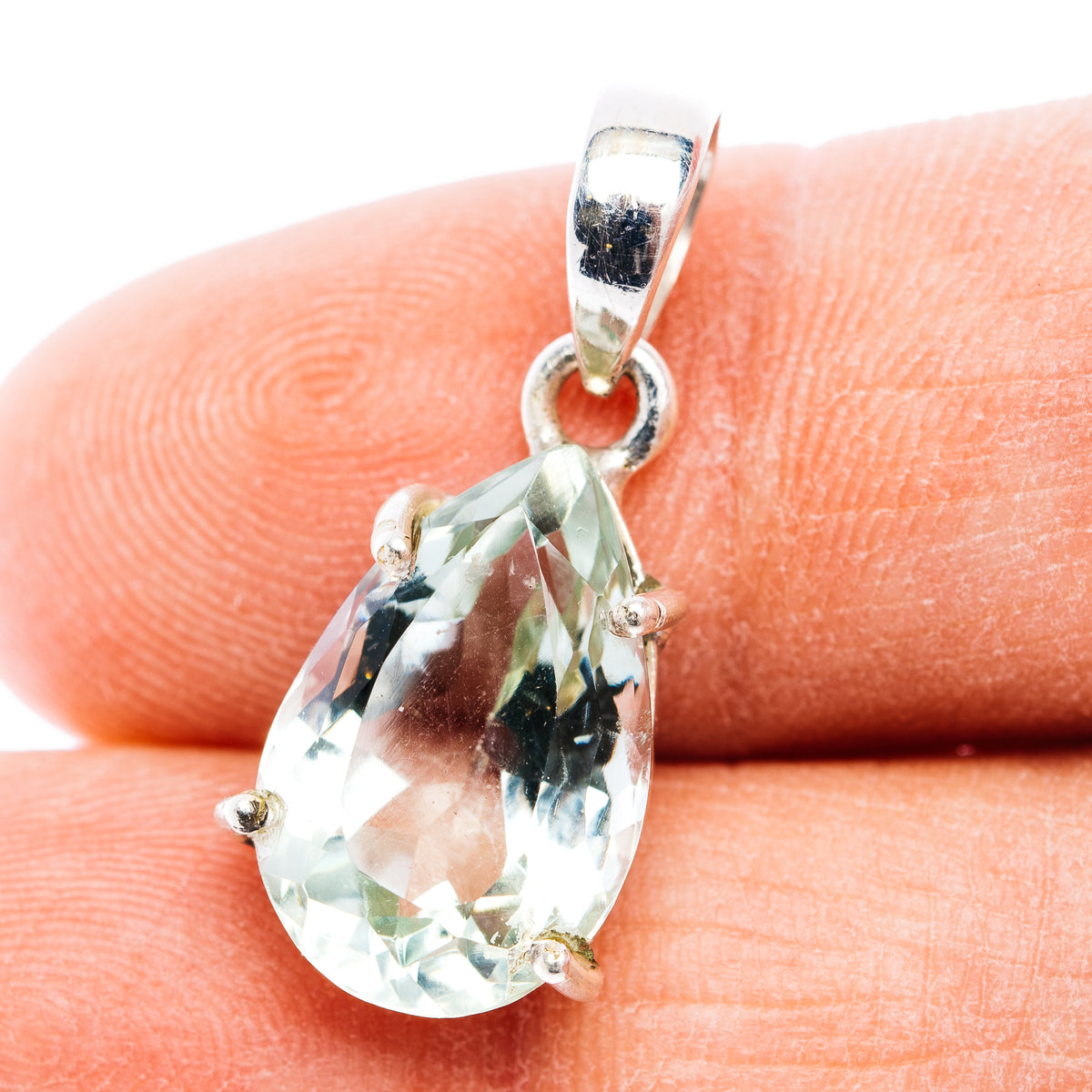 Faceted Prasiolite Pendant 1 1/8" (.925 Sterling Silver)