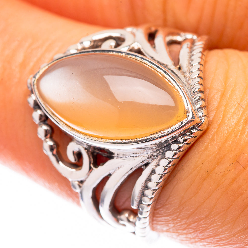 Peach Moonstone 925 Sterling Silver Ring Size 7.25 (925 Sterling Silver) RING140354
