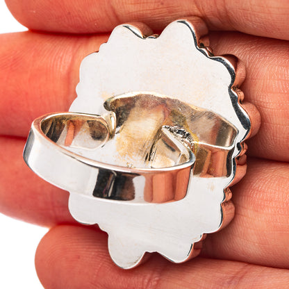 Exclusive Southwestern Style Puprle Spiny Oyster, Variscite Ring Size 9 Adjustable (.925 Sterling Silver)