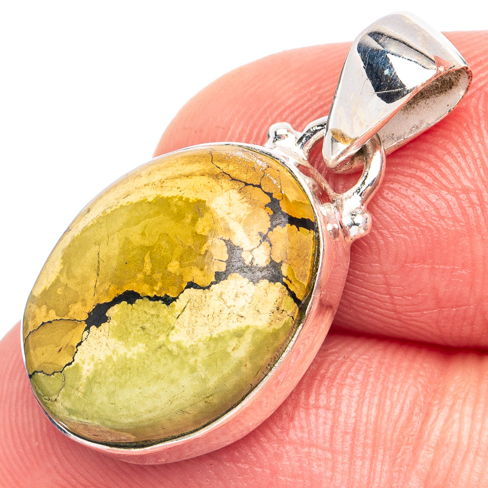 Oval turquoise spiderweb pendant in 925 sterling silver, silver bail top