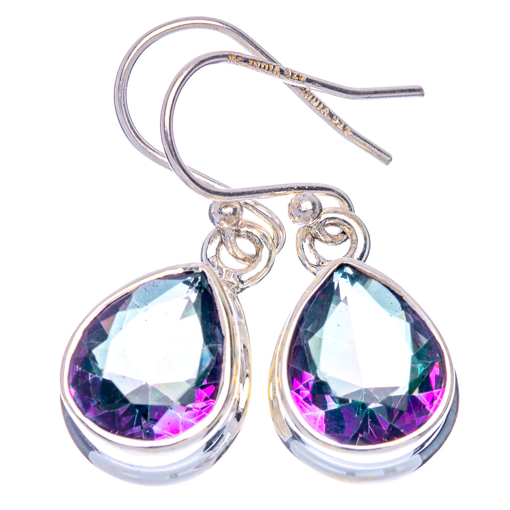 925 sterling silver drop earrings with iridescent Mystic Topaz teardrops, blue-violet shimmer