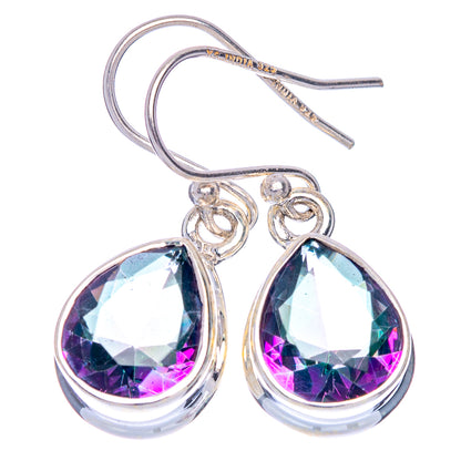 925 sterling silver drop earrings with iridescent Mystic Topaz teardrops, blue-violet shimmer