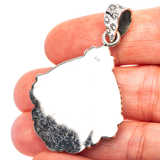 Exclusive Southwestern Style Hubei Turquoise Pendant 1 7/8" (.925 Sterling Silver)