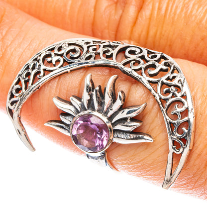Amethyst Moon Sun Dainty Ring Size 6 Adjustable (925 Sterling Silver) R5250