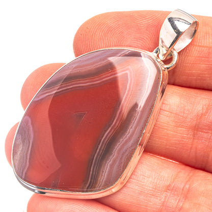 Red Botswana Agate Pendant 2 1/8" (925 Sterling Silver) P38870