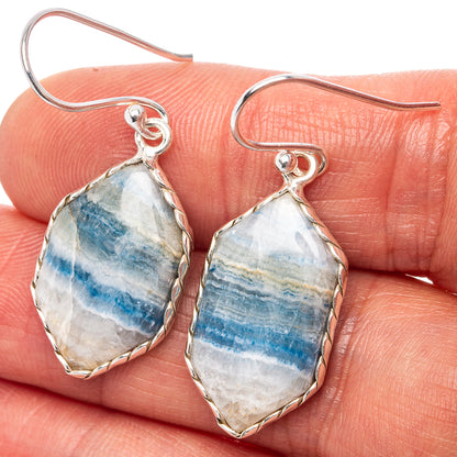 Blue Scheelite Earrings 1 1/2" (.925 Sterling Silver)