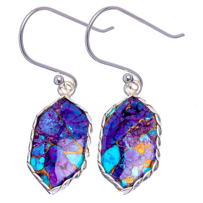 Purple Copper Turquoise Earrings 1 1/2" (.925 Sterling Silver)
