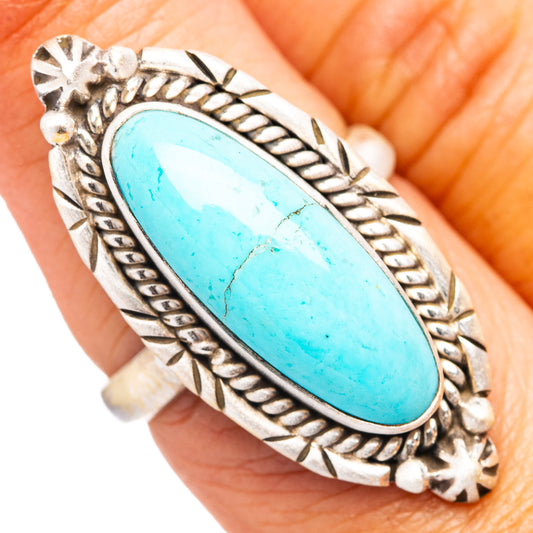 Adjustable oval turquoise gemstone ring in .925 sterling silver, ornate rope setting