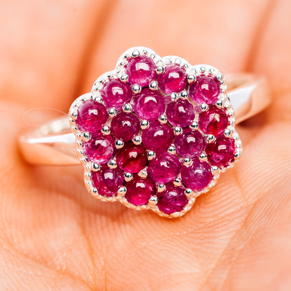Burmese Ruby Cluster Ring Size 9 (.925 Sterling Silver)