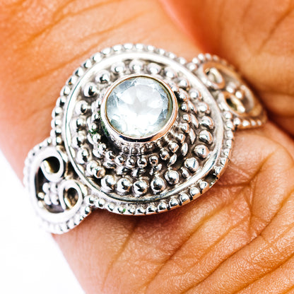 Blue Topaz Filigree Ring Size 7.5 (.925 Sterling Silver)