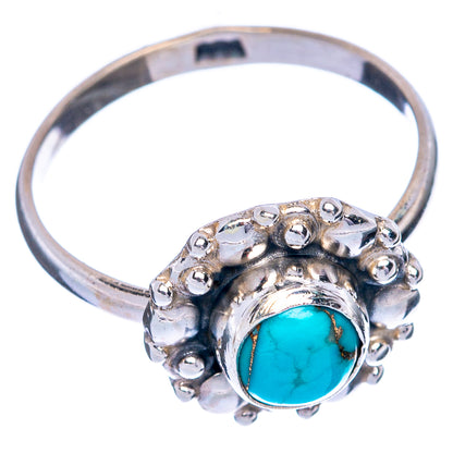 Blue Copper Composite Turquoise Dainty Ring Size 6 (925 Sterling Silver) R145372
