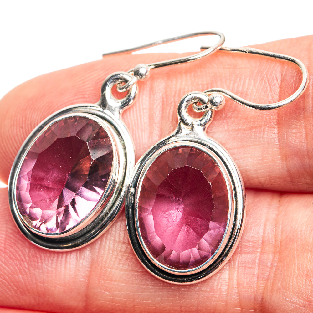 Color Change Alexandrite (Lab.) Earrings 1 3/8" (925 Sterling Silver) E432706