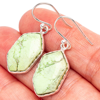 Lemon Chrysoprase Earrings 1 3/8" (925 Sterling Silver) E1751