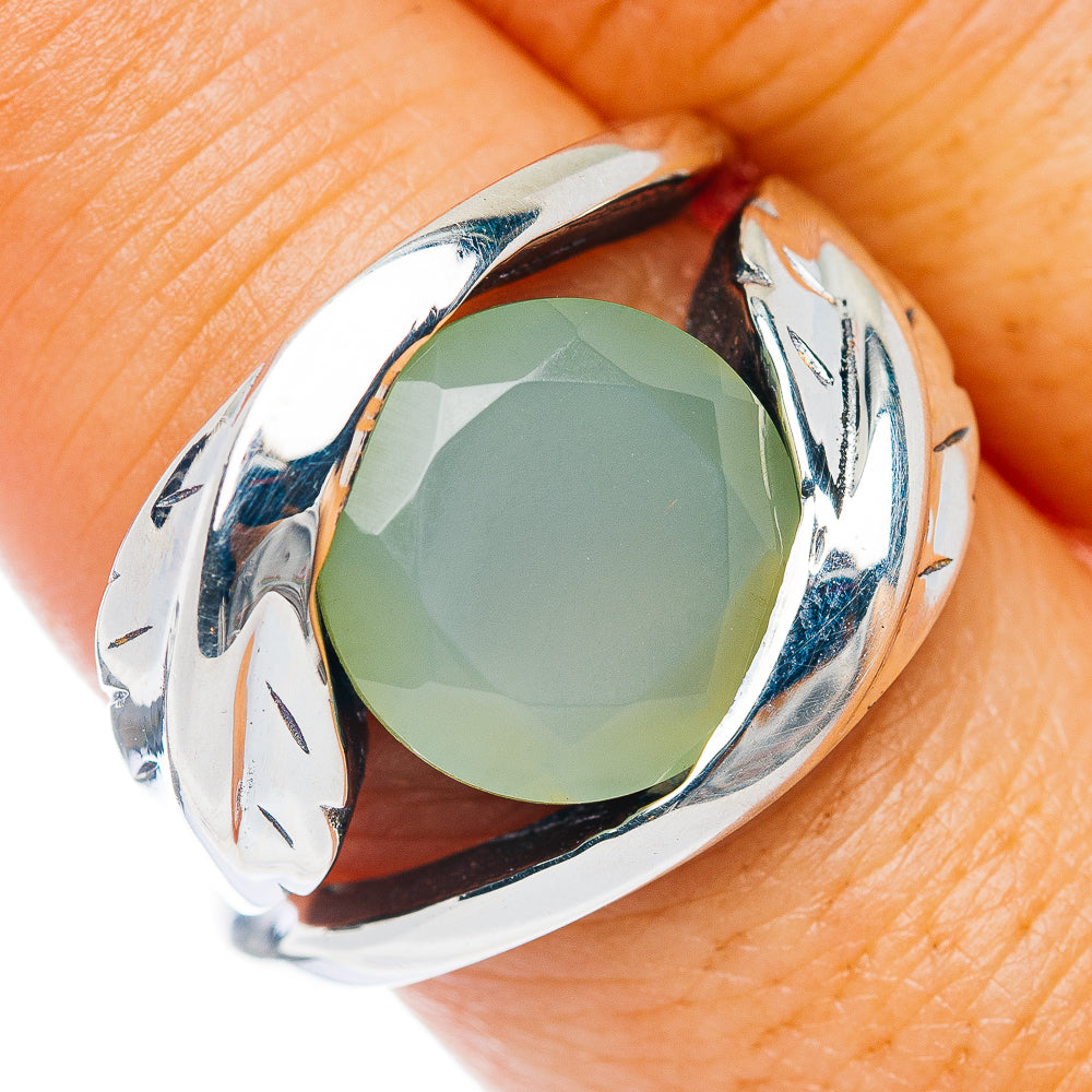 Premium Prehnite Leaf Ring Size 9 (.925 Sterling Silver)