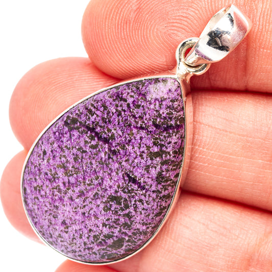 Sugilite teardrop pendant in .925 sterling silver with purple stone bail
