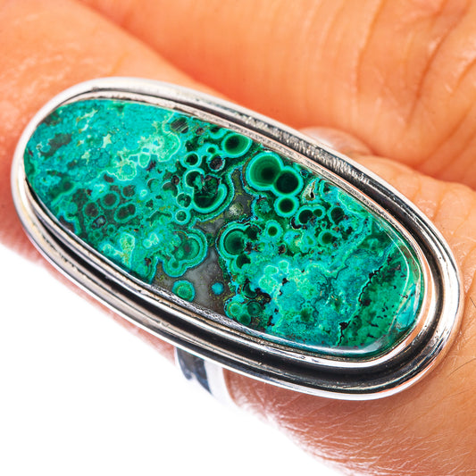 Large Malachite In Chrysocolla 925 Sterling Silver Ring Size 6
