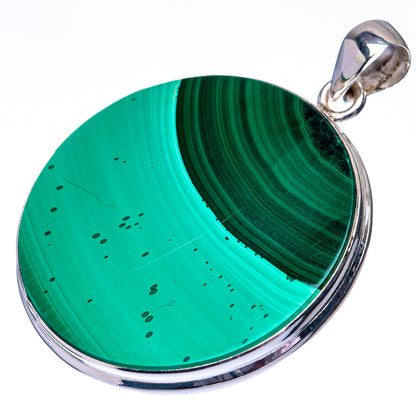 Malachite Coin 925 Sterling Silver Pendant 1 7/8" (925 Sterling Silver) PD38638