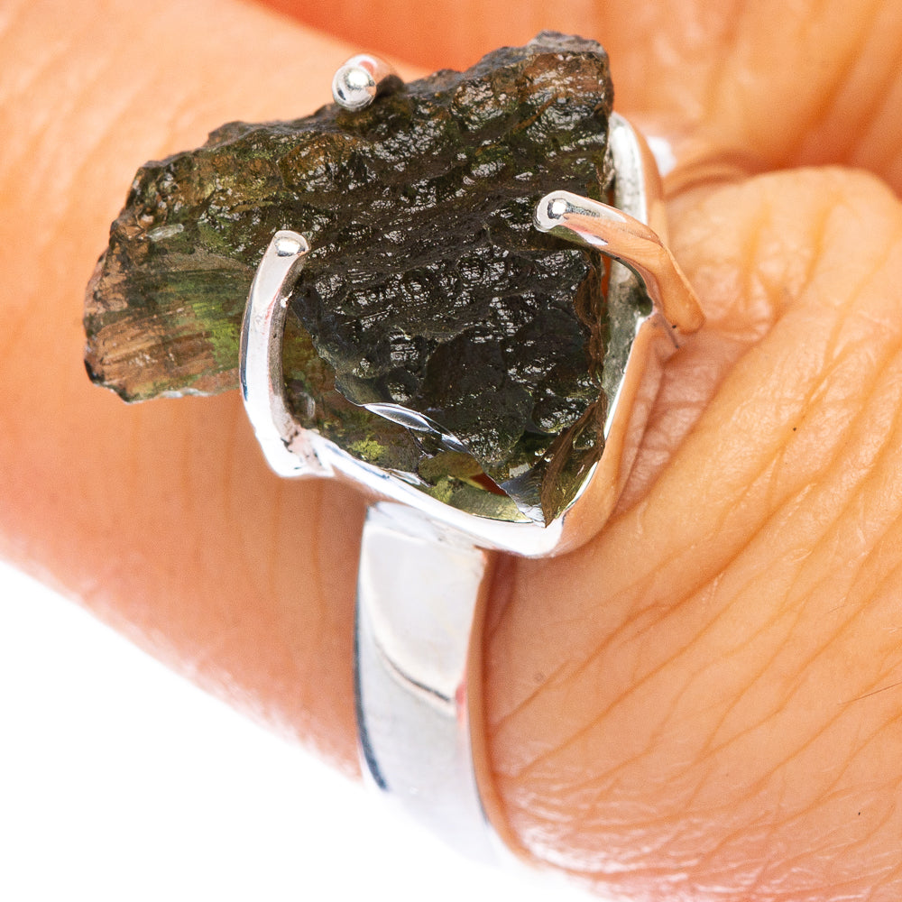 Rare Czech Moldavite Ring Size 7 (925 Sterling Silver) R146698