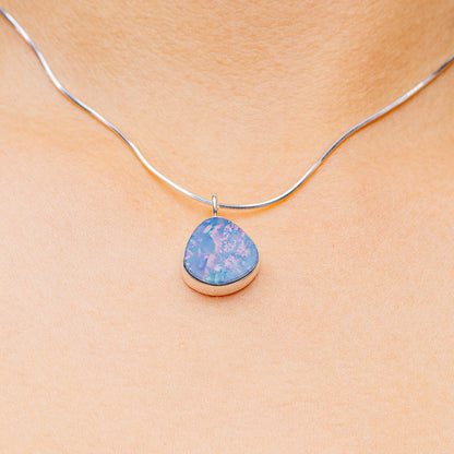 Australian Fire Opal Necklace 16" (.925 Sterling Silver)